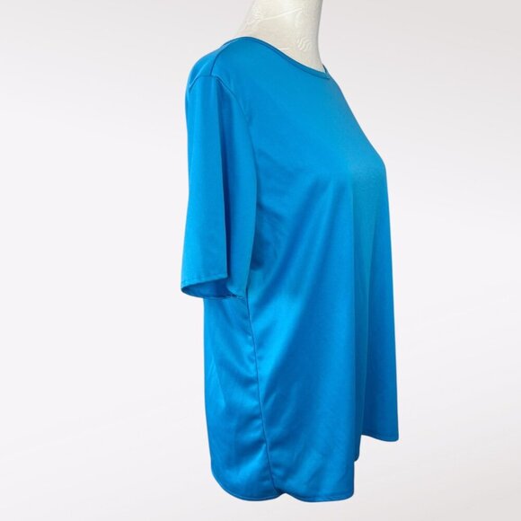 Blair Blue Short Sleeve Top Pullover Blouse Keyhole Back Size Medium - Picture 7 of 9